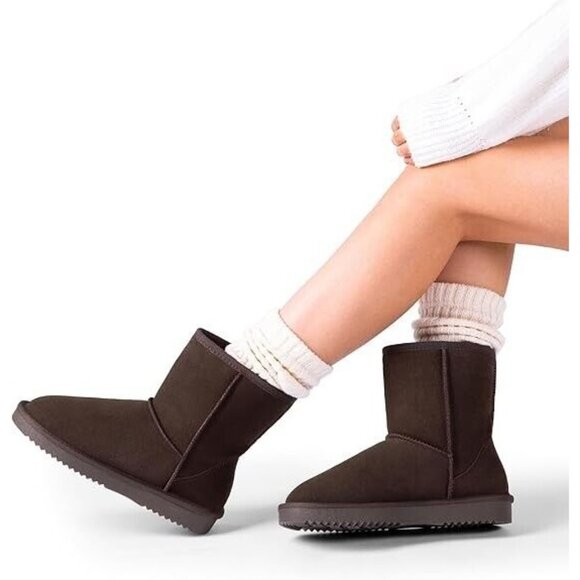 NEW - DREAM PAIRS Women's Shorty-New Mid Calf Winter Snow Boots - Brown - SZ 7 - Picture 3 of 10